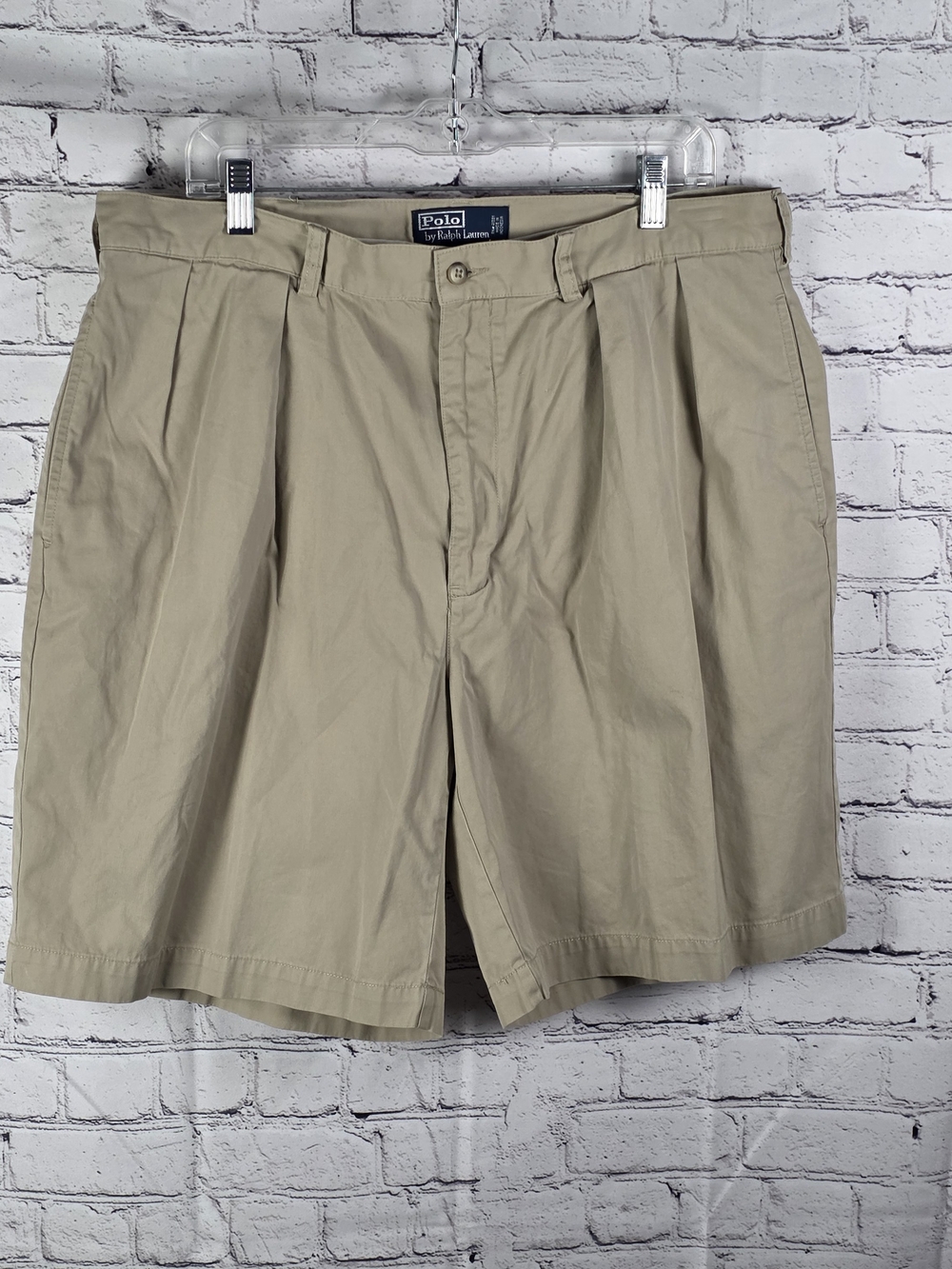 Ralph Lauren Polo Pleated Men’s Sz 38 Tan Flat-Front Shorts